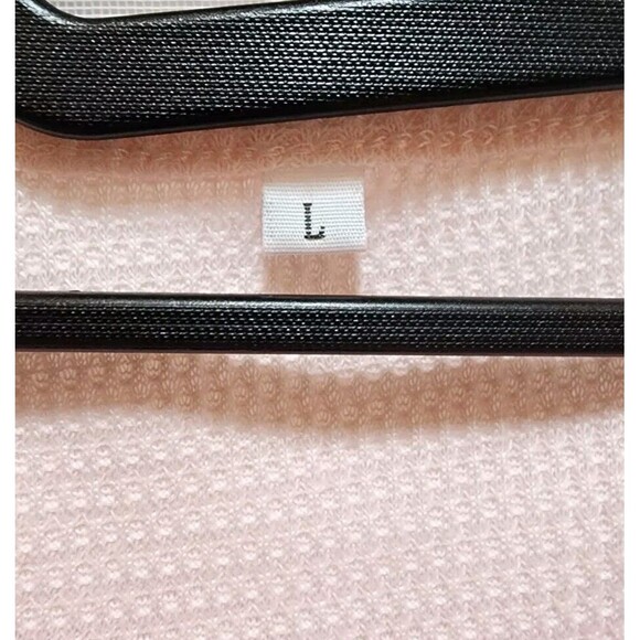 WOMEN LARGE PINK THERMAL KNIT PJ TOP LACE TRIM STRETCHY PREPPY CUTE CAPSULE WARM - Picture 7 of 12